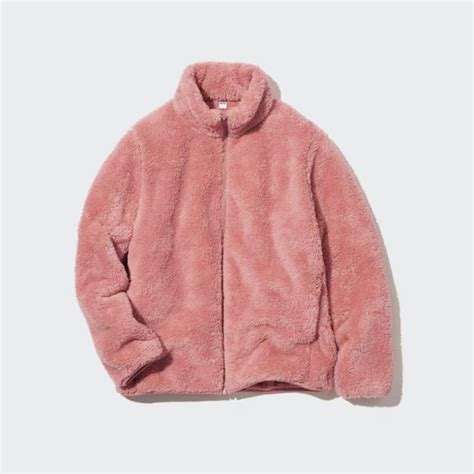 Pink Uniqlo Fluffy Yarn Fleece Full-Zip Jacket -... - Depop