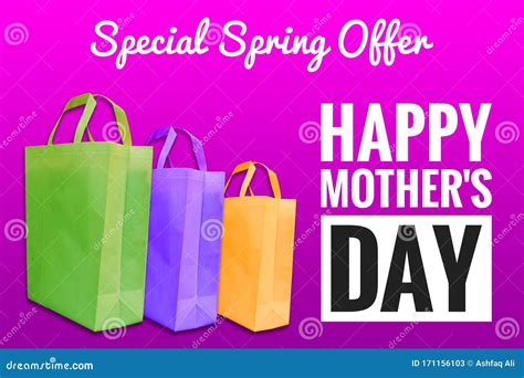 Special Spring Sale Offer with Beautiful Shopping Bags. Happy Mother S ...