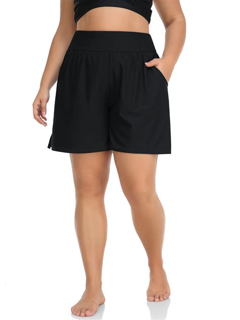 Charmo Plus Size High-Waist Swim Shorts for Womens Boardshort Bike ...