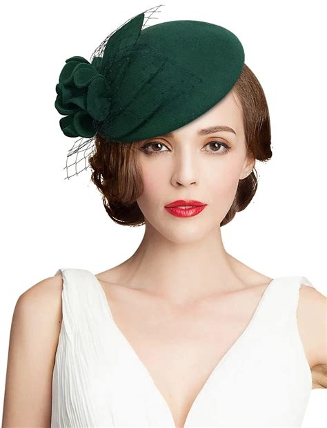 Z&X Wool Felt Fascinator Winter Women Elegant Pillbox Hat Bowknot ...