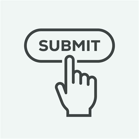 Hand pressing submit button. Hand click submit button. Vector ...