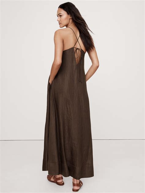 Viscose-Linen Maxi Dress | Banana Republic