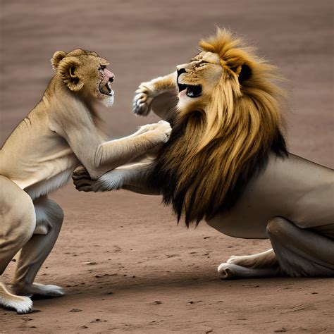 Combat entre le lion et le singe · Creative Fabrica