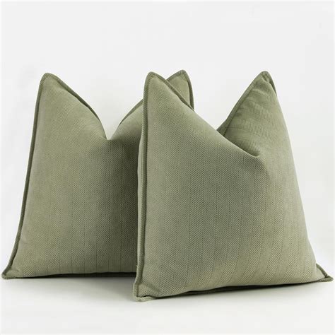 Amazon.com: ZWJD Sage Green Pillow Covers 18x18 Set of 2 Chenille ...