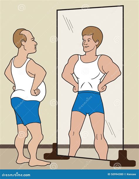 Old Man Sees Himself As Young Man In Mirror Cartoon Vector Illus ...