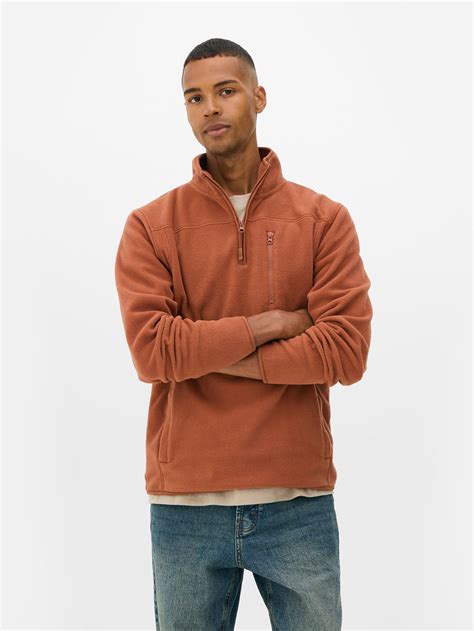 Mens Charcoal Quarter Zip Fleece Sweatshirt | Primark