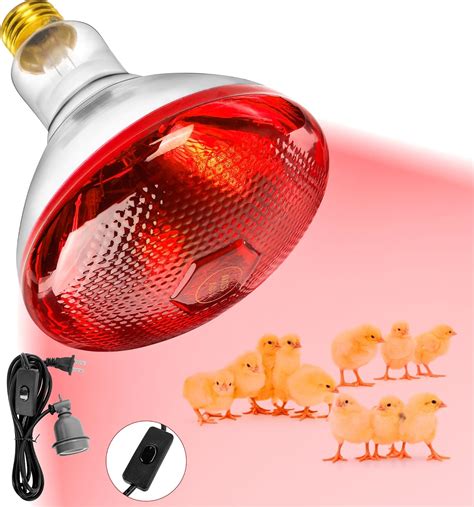 Amazon.com: ROVOCLO Heat Lamp for Chickens,150W Red Heat Lamp Infrared ...