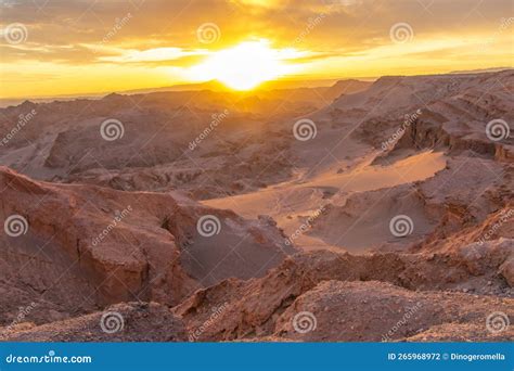 Moon Valley Sunset Atacama Desert Chil Stock Photo - Image of panoramic ...