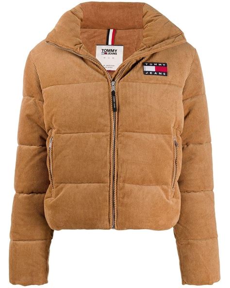Tommy Hilfiger Corduroy Puffer Jacket in Brown | Lyst Australia