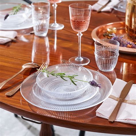 Luminarc Louison Clear 18pc Opal Glass Dinner Set Dinnerware Tableware ...