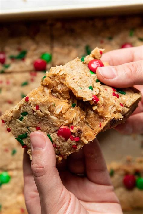 Christmas Peanut Butter Cookie Bars - Modern Crumb