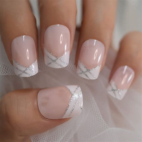 White Tip Nails With Glitter