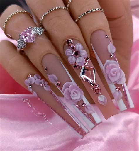Pink Nail Art, Bling Acrylic Nails, Nail Art Rhinestones, Rhinestone ...