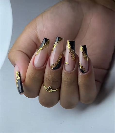 Black And Nude Nails, Black Acrylic Nails, Simple Acrylic Nails, Best Acrylic Nails, Black And ...
