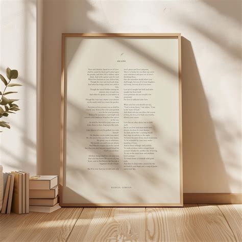 Kahlil Gibran "on Love" Poem | Poetry Prints | Marriage Quotes ...