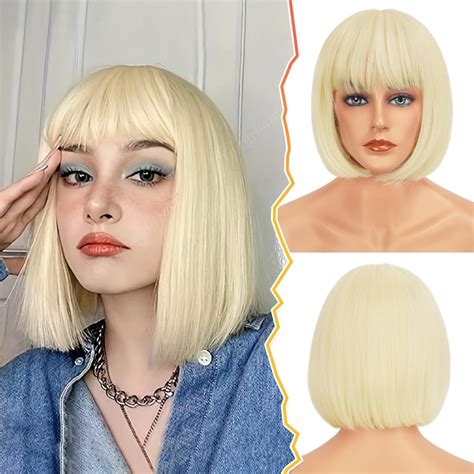 Amazon.com : BARSDAR Short Blonde Bob Wigs - Short Platinum Blonde Bob ...