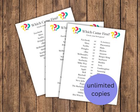 Which Came First Trivia Game, Printable Trivia Game Quiz, Office Game ...