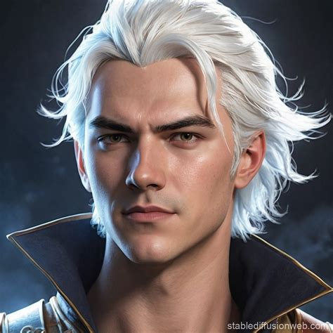 Fantasy Male with White Hair | Stable Diffusion Online