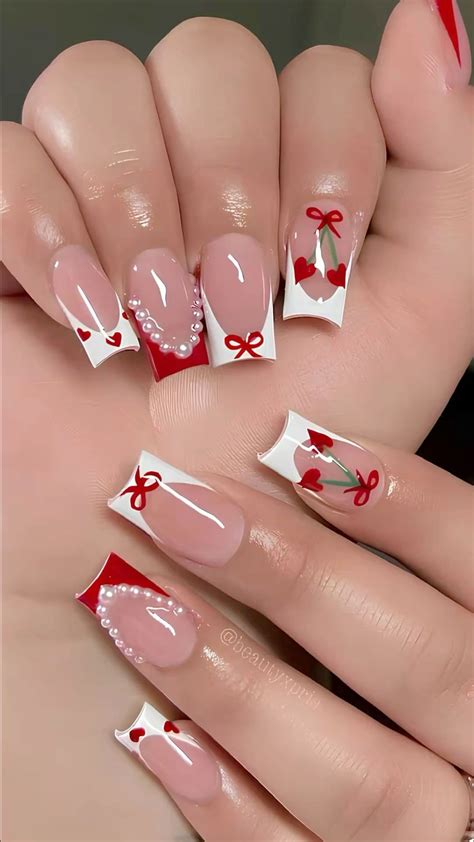 VALENTINES NAIL INSPO💝 in 2025 | Red nails, Acrylic nails, Red acrylic ...
