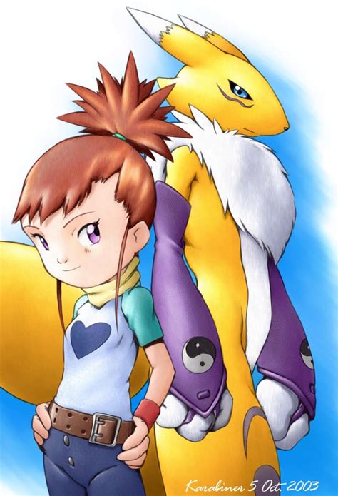 renamon and makino ruki (digimon and 1 more) drawn by karabiner | Danbooru