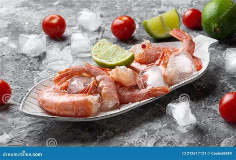 Red Argentine Shrimp. Fresh Argentine Shrimp in a Shell Stock Image ...