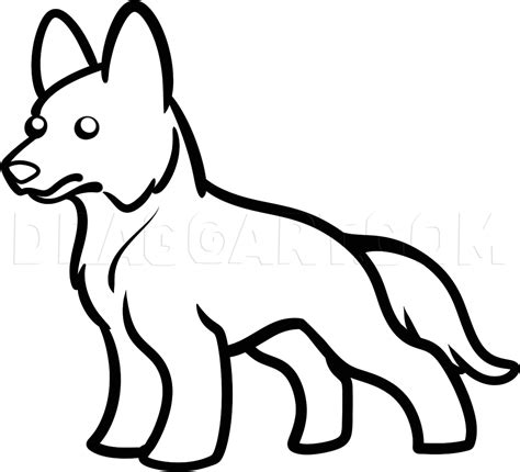 How To Draw A German Shepherd For Kids, Drawing, Step by Step, by Dawn ...