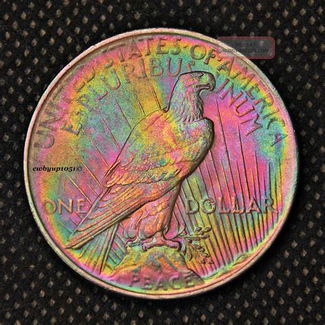 1922 P Peace Silver Dollar Rainbow Toned Cartwheel Luster Au+