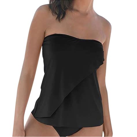 Strapless One Piece Swimsuits for Women Tube Top Bandeau Bathing Suits ...