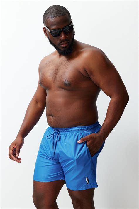 Trendyol Blue Embroidered Plus Size Swim Shorts
