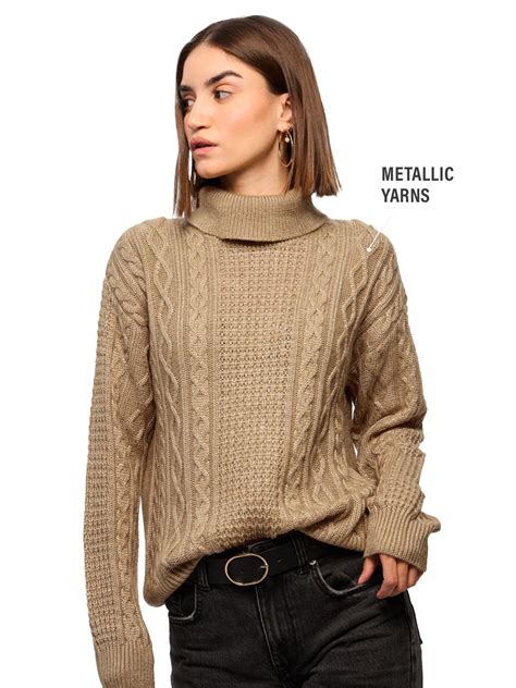 Buy Metallic Cable Knit: Champa Womens Oversized Sweaters Online