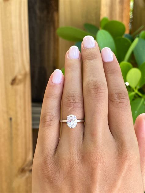 2 Carats Oval Engagement Ring. Sterling Silver Diamond - Etsy UK
