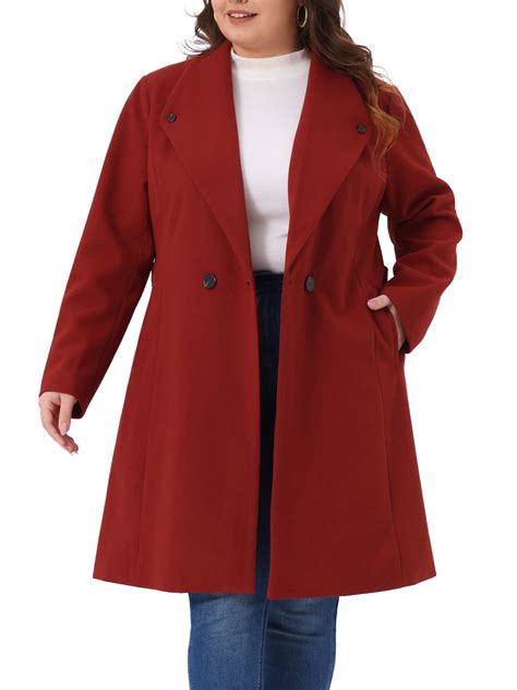 Agnes Orinda Plus Size Winter Coats for Women Single Breasted Lapel ...