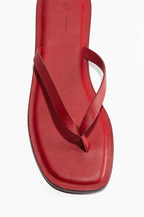 Leather Flip-Flops - Red - Ladies | H&M US