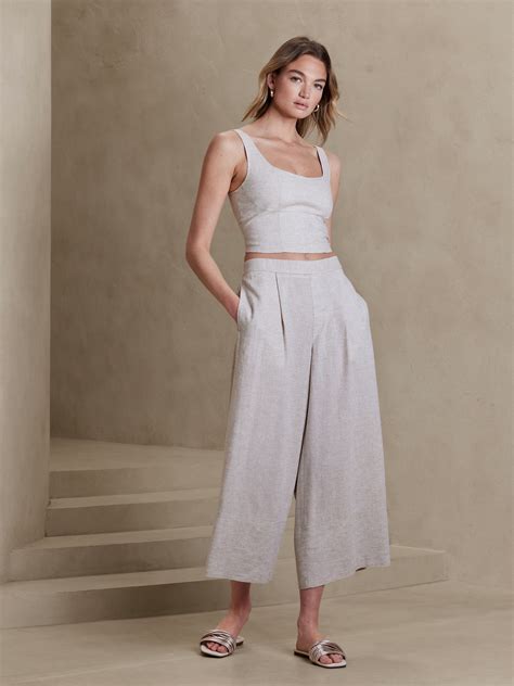 Linen Cropped Wide Leg Pants | donyaye-trade.com