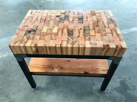 End Grain Butcher Block Reclaimed Wood End Table