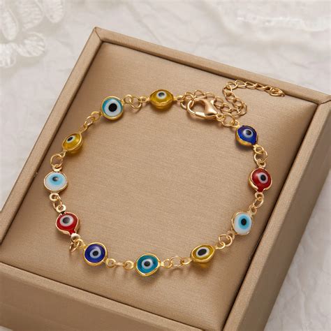 Lucky Turkey Evil Eye Bracelet For Women Men Colorful Red Blue Eye ...