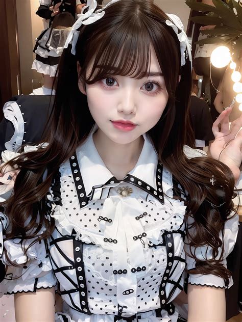 A close up of a woman in a maid outfit posing for a picture - SeaArt AI