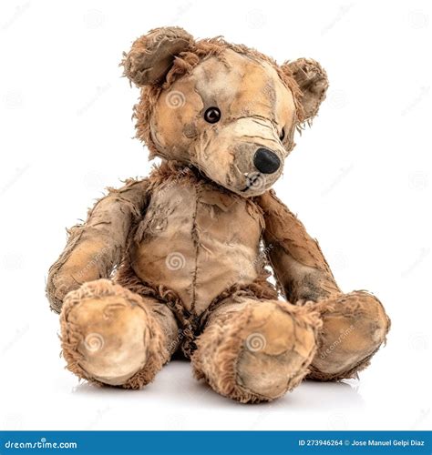 Close Up of an Old, Worn Out Teddy Bear on a White Background, Showing ...