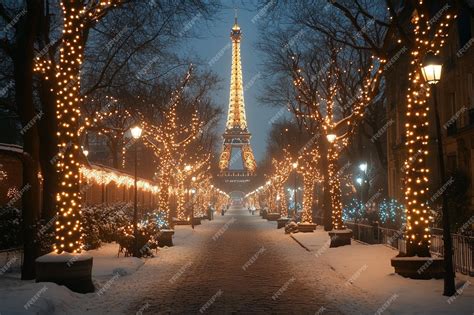 Christmas lights in Paris with the Eiffel Tower | Premium AI-generated ...