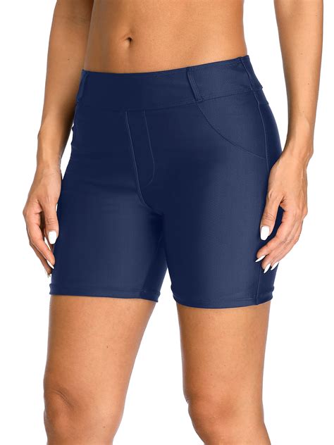 Womens Swim Shorts High Waist Swimsuits Shorts Swim Short with Pockets ...