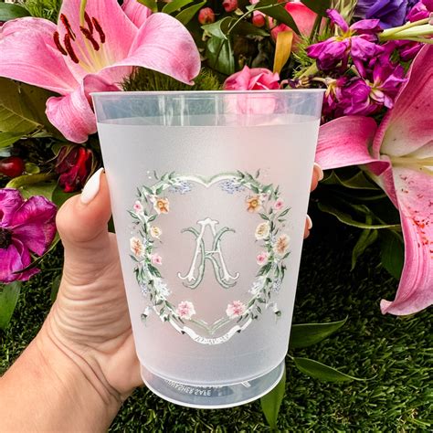 Personalized Full Color Floral Monogram Shatterproof Cups - GB Design House
