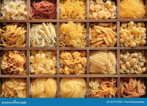 Layout of Italian Raw Pasta, Top View, Different Types and Shapes of ...