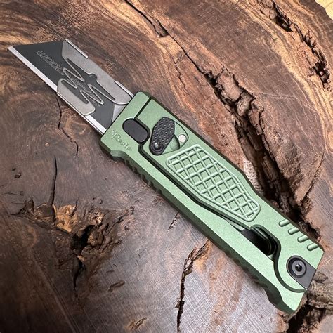 Reate EXO-U Utility Gravity Knife Green Aluminum Diamond Patterned ...