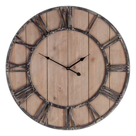 Orologio da Parete Naturale Nero 60 x 4 x 60 cm DMF | Leroy Merlin