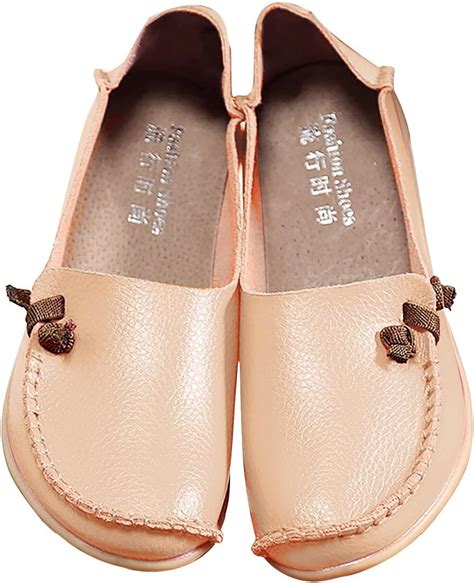 Womens Wide Fit Leather Loafers Classic Moccasins Nursing Shoes ...