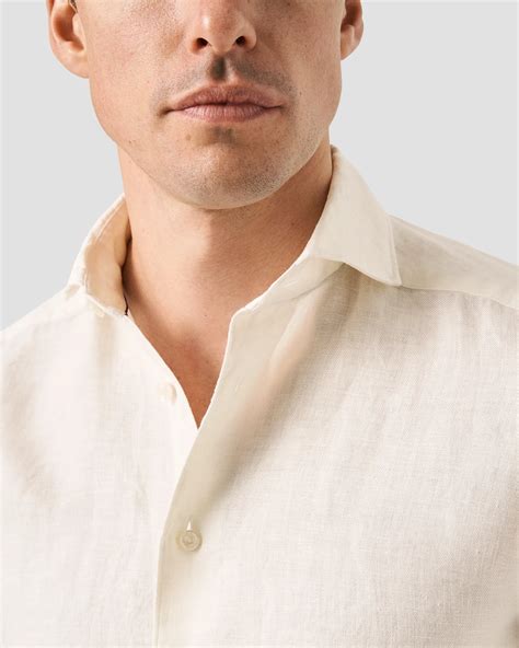 White Linen Twill Shirt - Eton