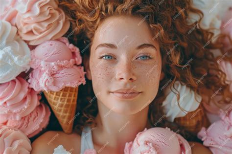 Premium Photo | Girl with ice cream sweet style clothes and ice cream ...