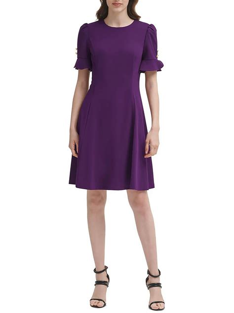 DKNY Womens Flounce Midi Fit & Flare Dress - Walmart.com