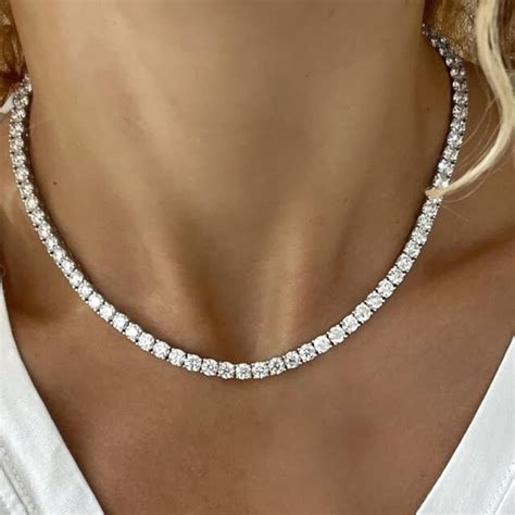 30 Carat Diamond Tennis Necklace, Big Lab Diamond Tennis Necklace, Top ...