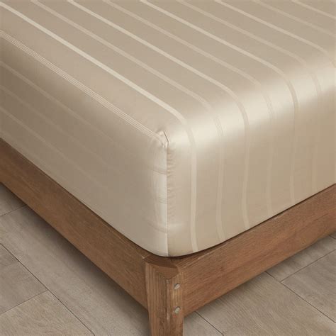 Bedding Day 100% Cotton Sateen 850TC Jacquard Fitted Sheet Set (Nude Stripe) | Furniture & Home ...